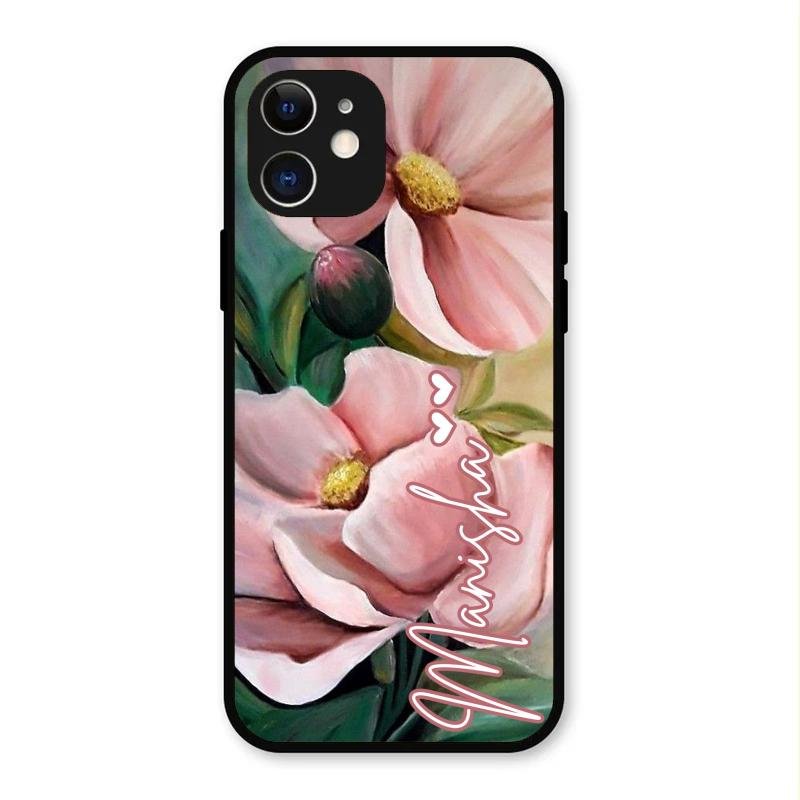 Paint Floral Poster Glass Case Cover For iPhone 12