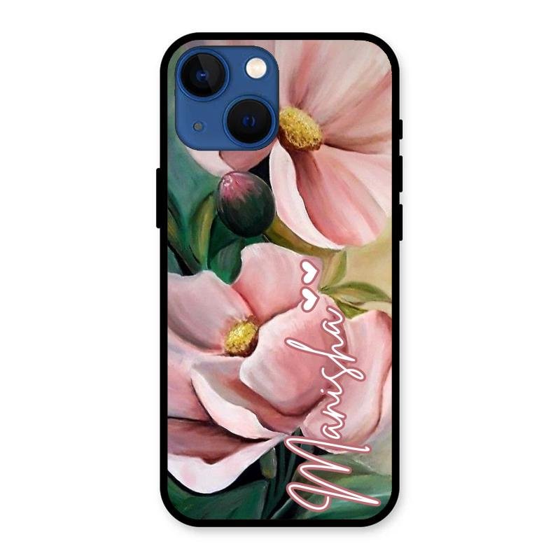 Paint Floral Poster Glass Case Cover For iPhone 13 mini