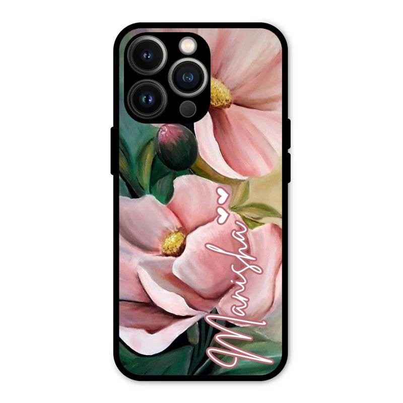 Paint Floral Poster Glass Case Cover For iPhone 13 Pro