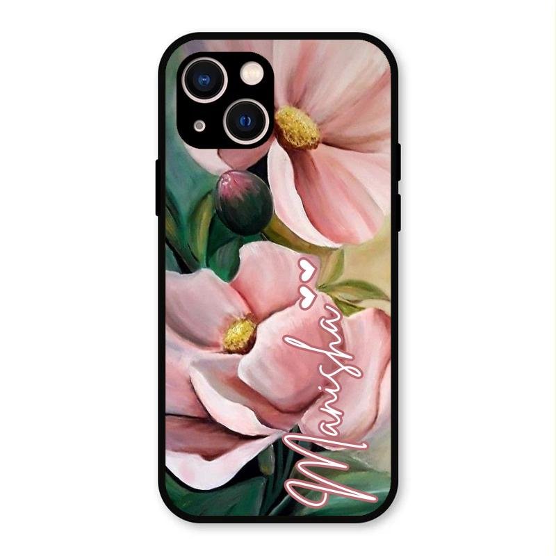 Paint Floral Poster Glass Case Cover For iPhone 13