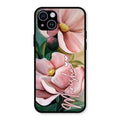 Paint Floral Poster Glass Case Cover For iPhone 14 Plus