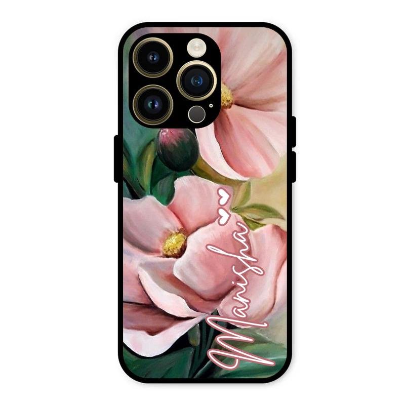 Paint Floral Poster Glass Case Cover For iPhone 14 Pro Max