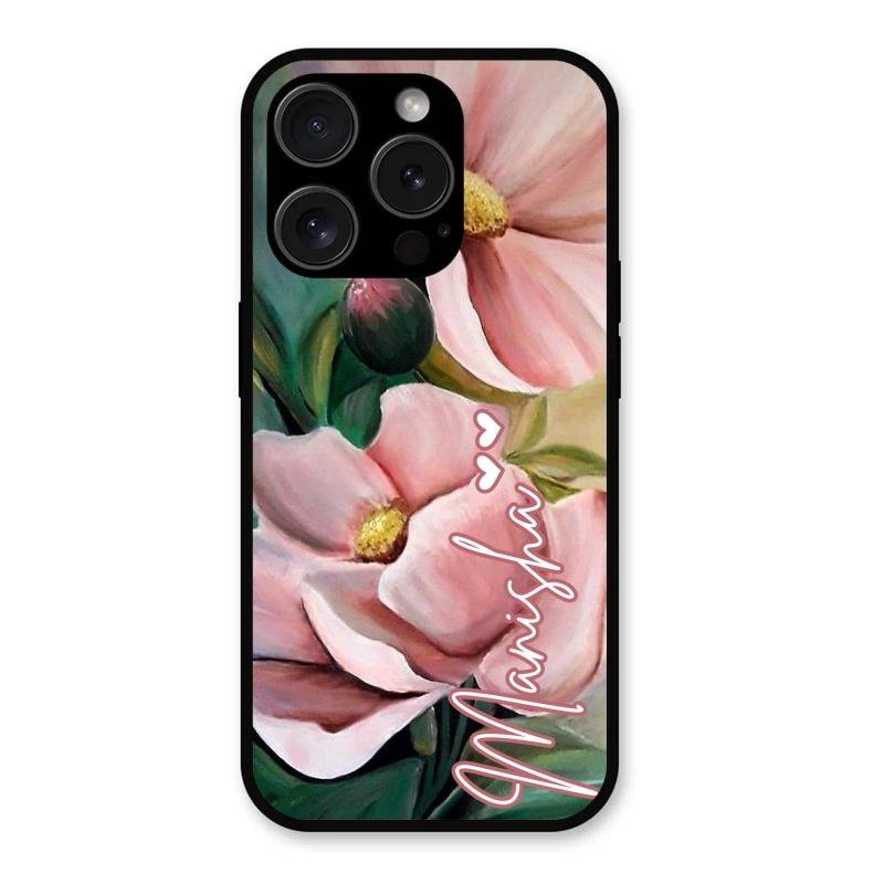 Paint Floral Poster Glass Case Cover For iPhone 15 Pro