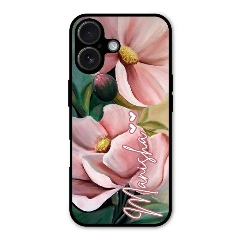 Paint Floral Poster Glass Case Cover For iPhone 16
