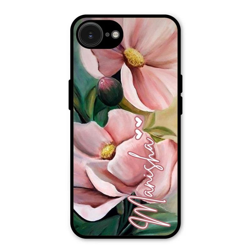 Paint Floral Poster Glass Case Cover For iPhone 16e