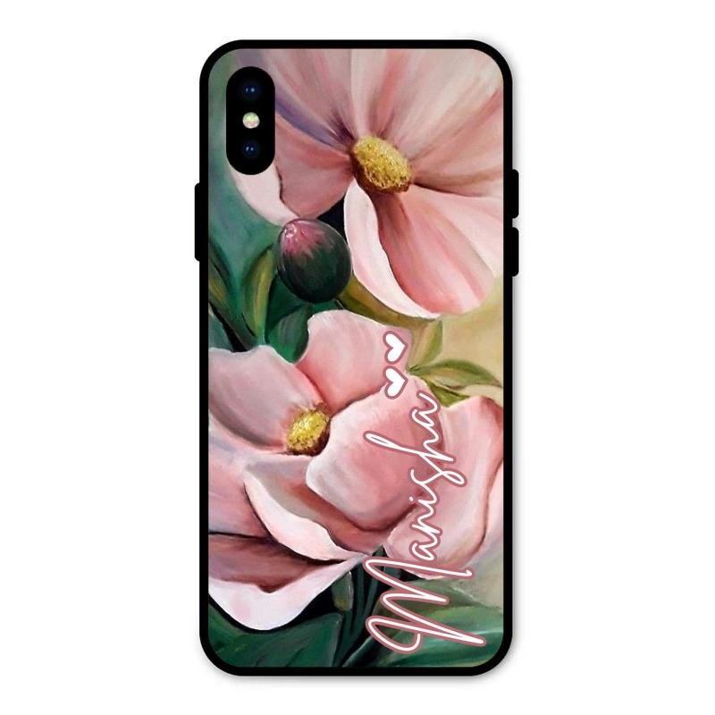 Paint Floral Poster Glass Case Cover For iPhone XS