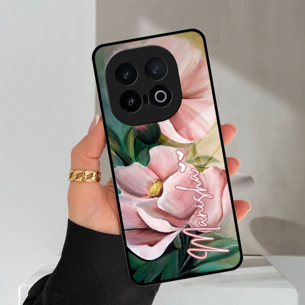 Paint Floral Poster Glass Case Cover For iQOO