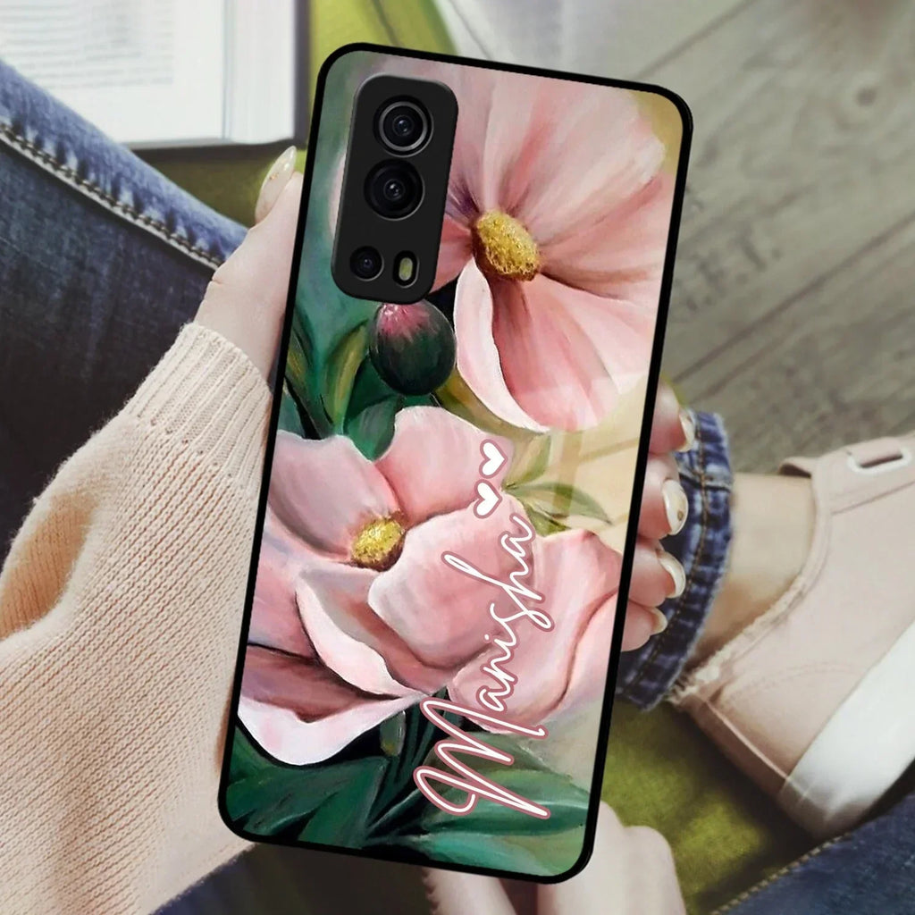 Paint Floral Poster Glass Case Cover For Vivo - ShopOnCliQ