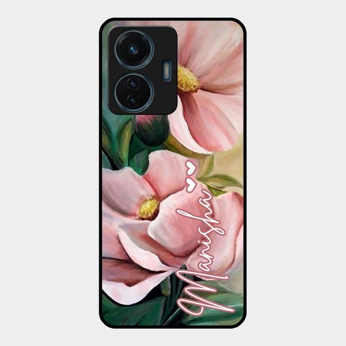 Paint Floral Poster Glass Case Cover For Iqoo Z6 Lite 5G