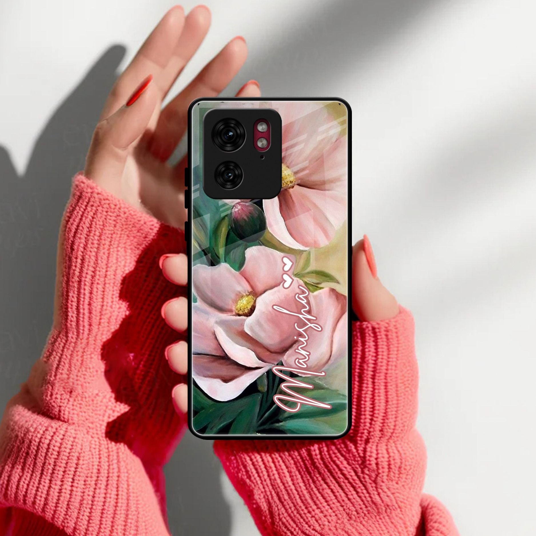 Paint Floral Poster Glass Case Cover For Motorola