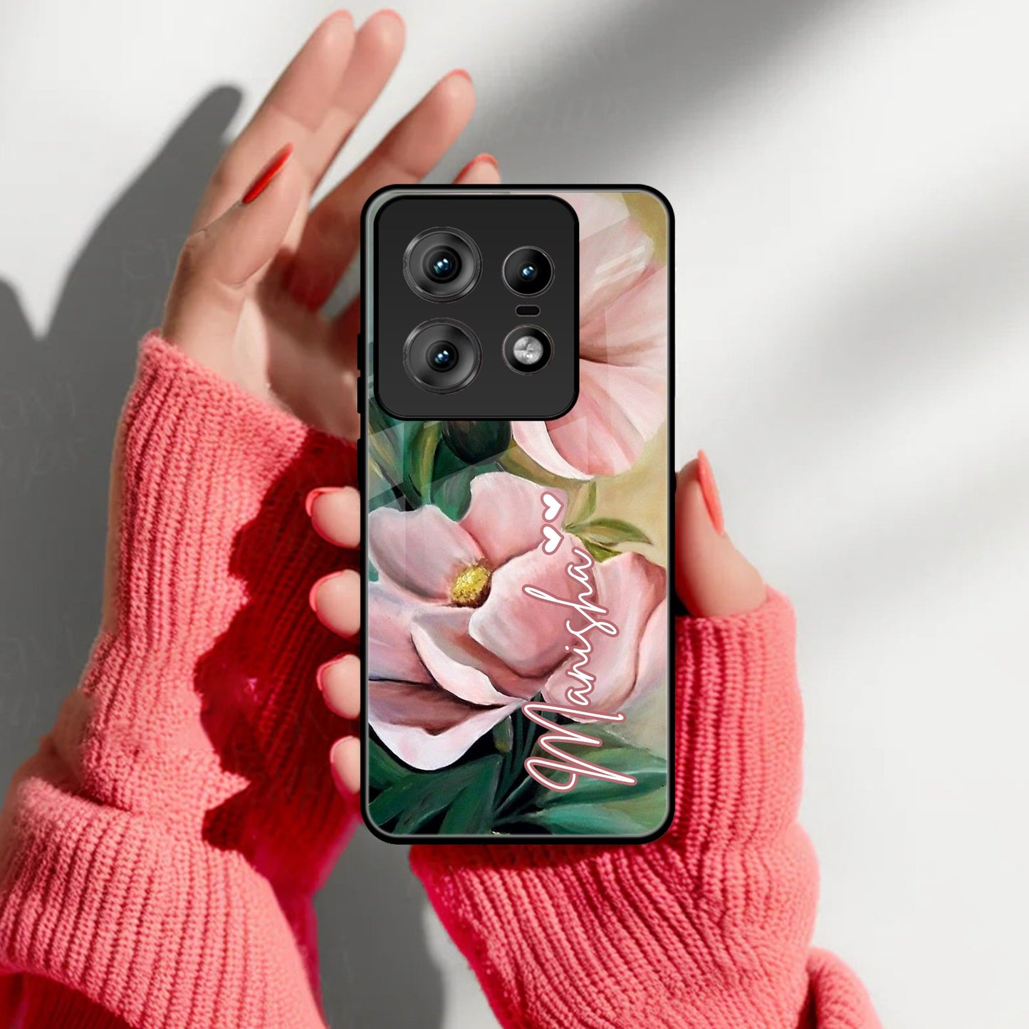 Paint Floral Poster Glass Case Cover For Motorola