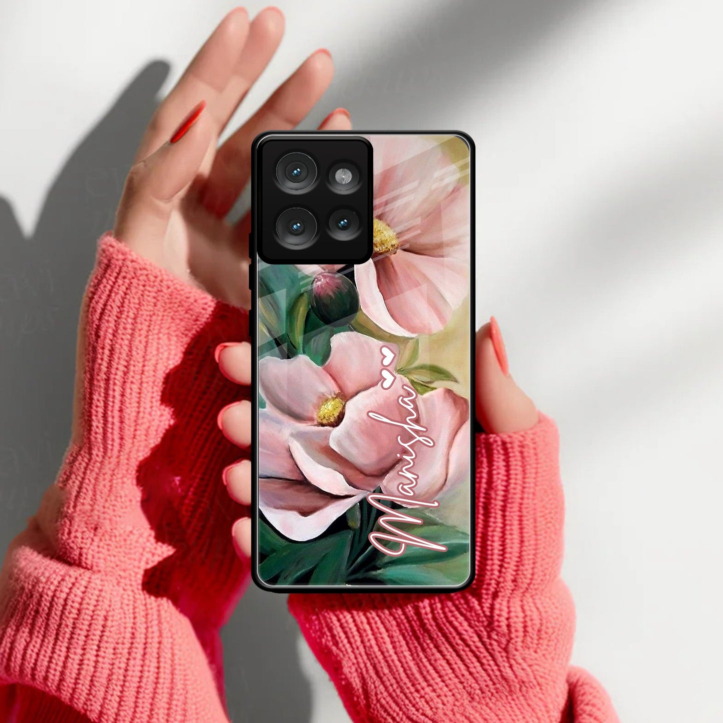 Paint Floral Poster Glass Case Cover For Motorola