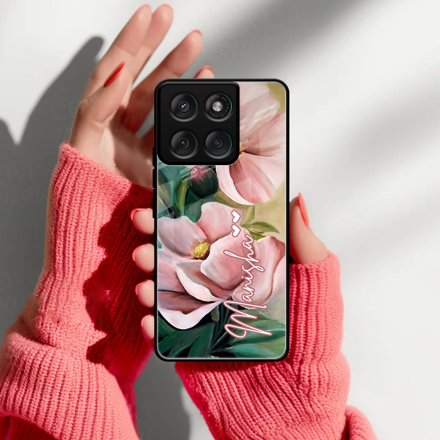 Paint Floral Poster Glass Case Cover For Motorola