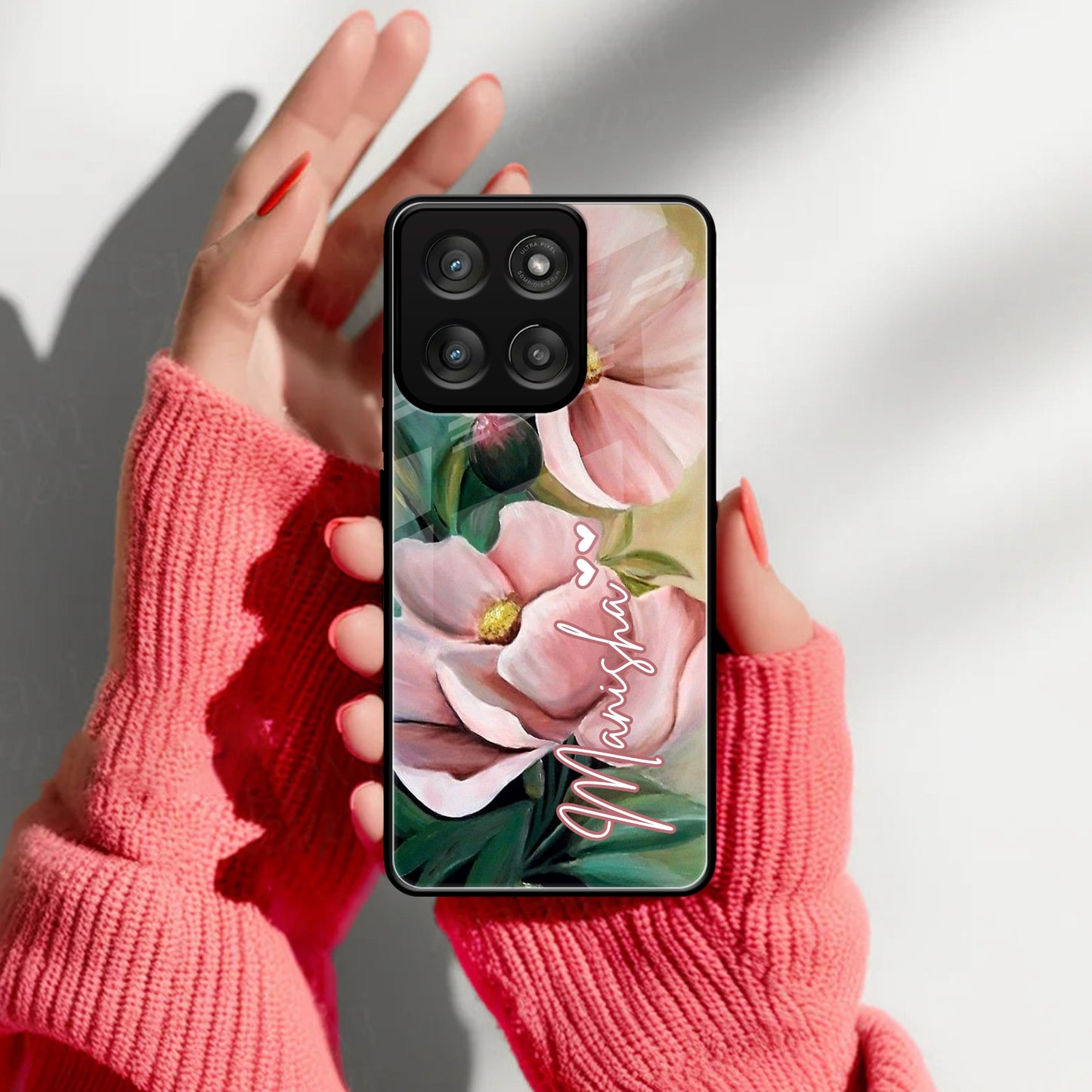 Paint Floral Poster Glass Case Cover For Motorola