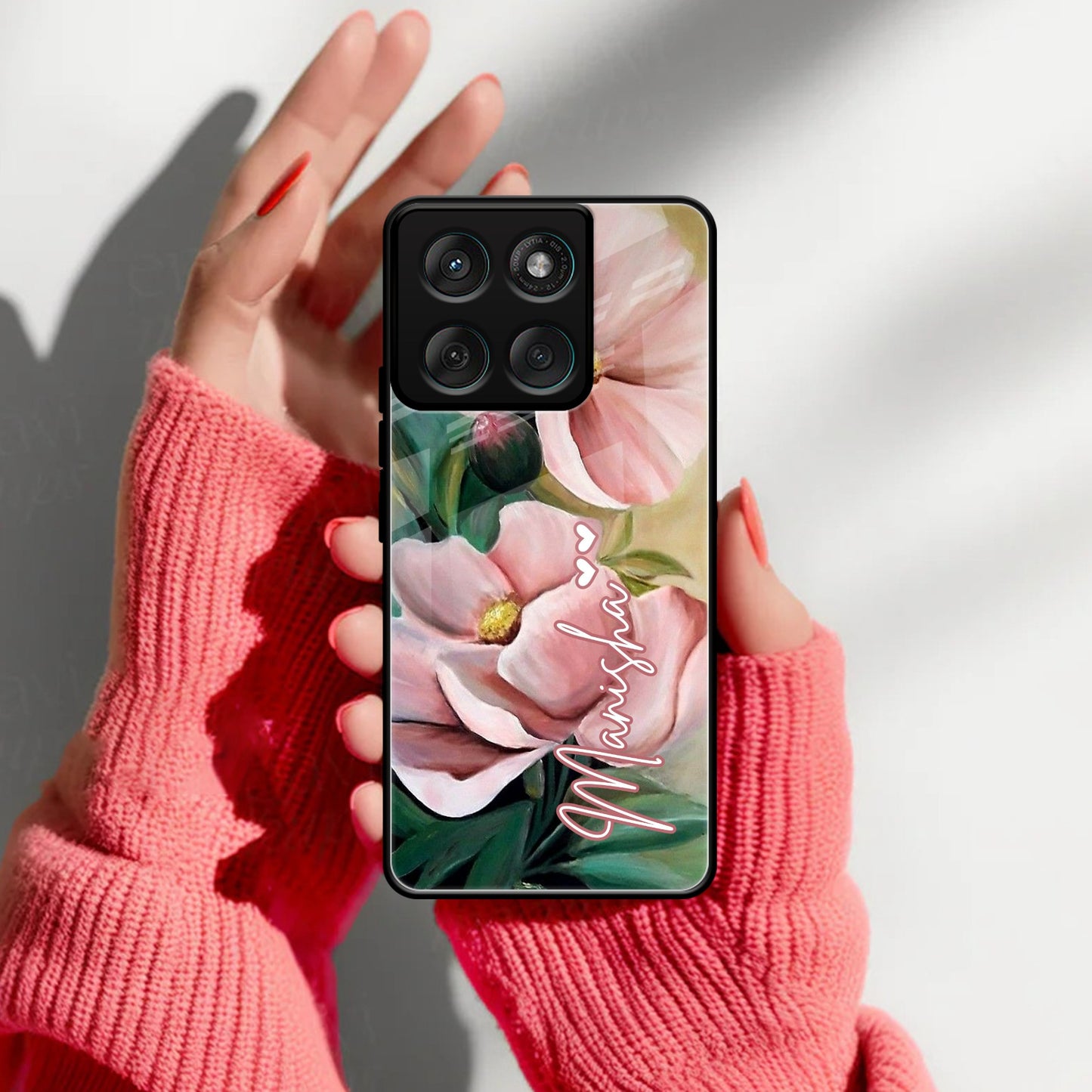 Paint Floral Poster Glass Case Cover For Motorola