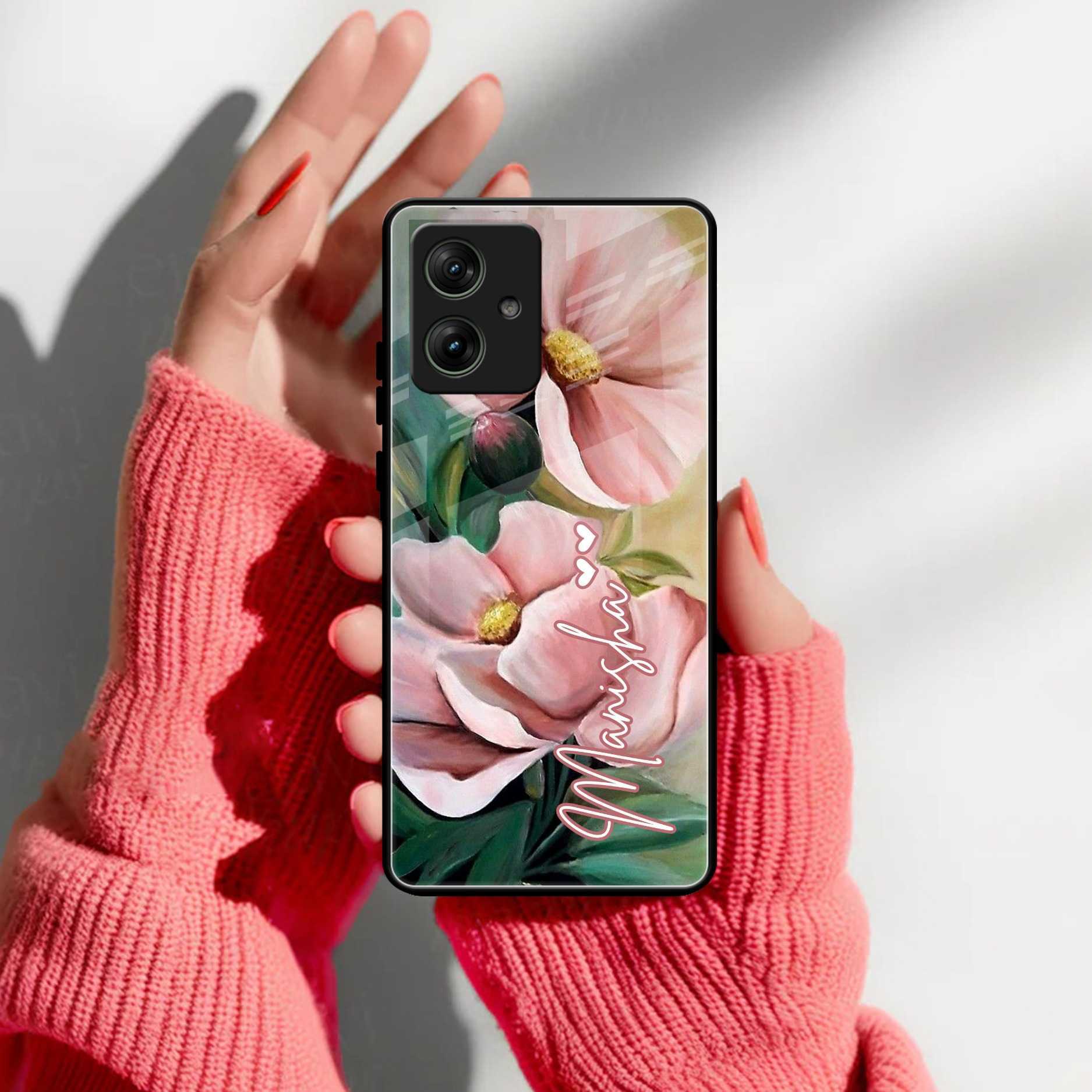 Paint Floral Poster Glass Case Cover For Motorola