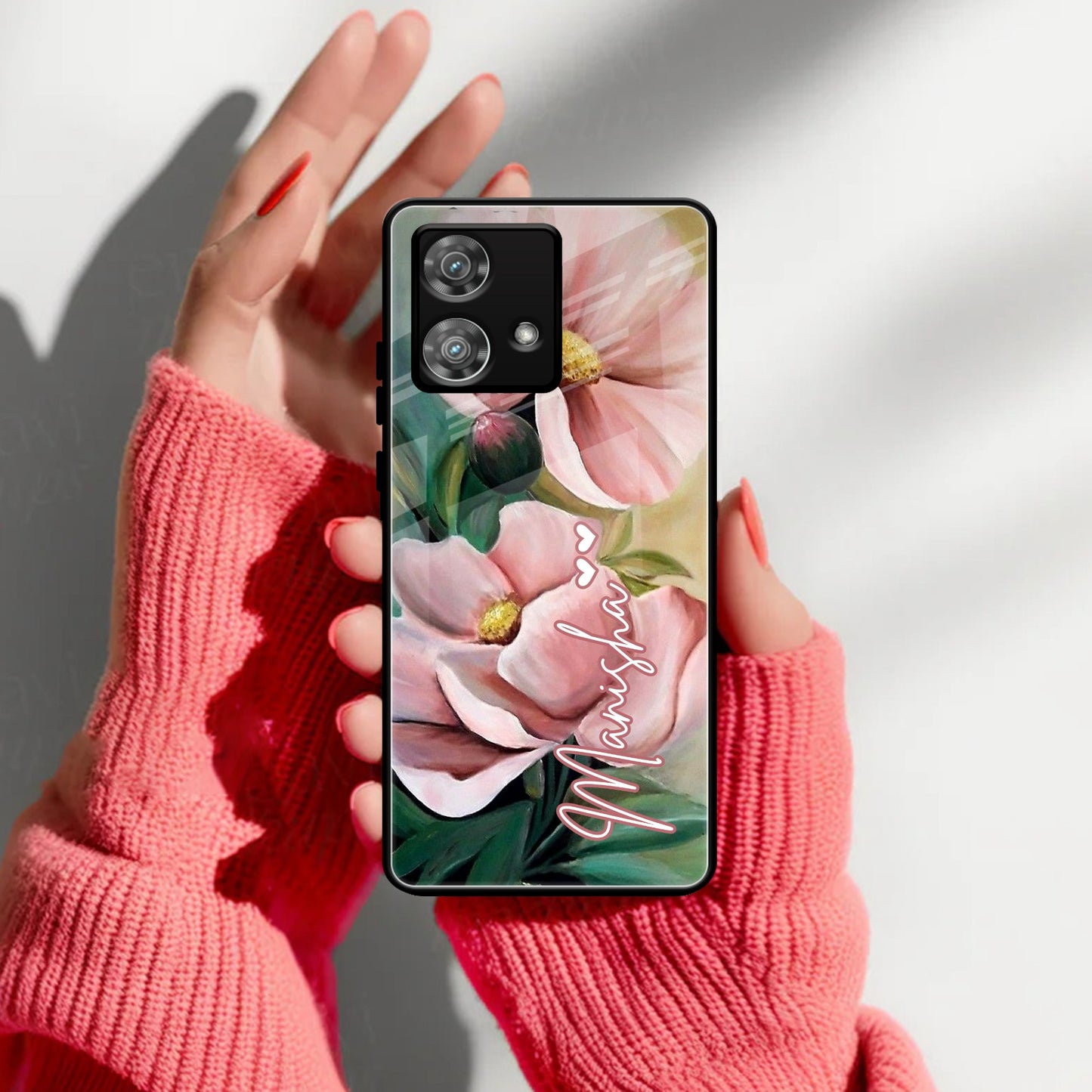 Paint Floral Poster Glass Case Cover For Motorola