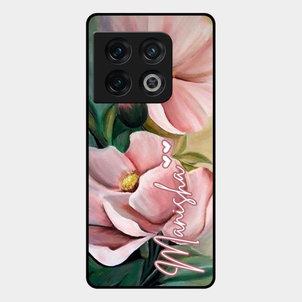 Paint Floral Poster Glass Case Cover For Oneplus 10 Pro 5G