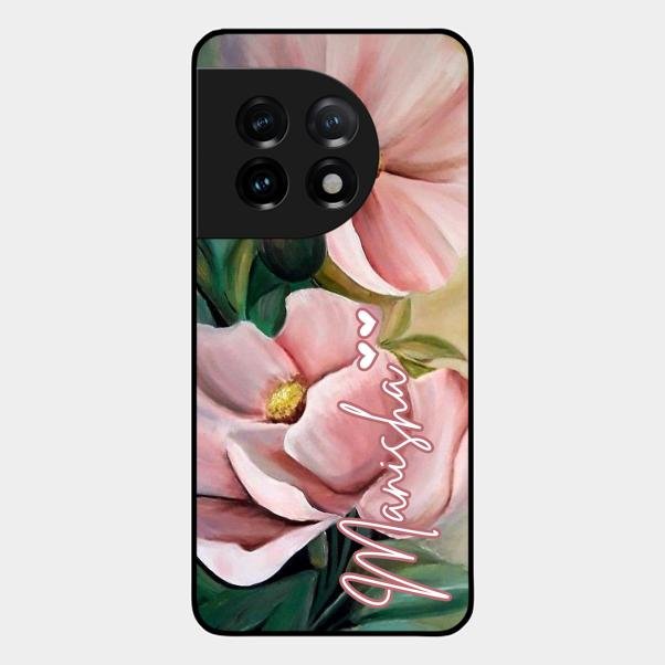 Paint Floral Poster Glass Case Cover For Oneplus 11 5G