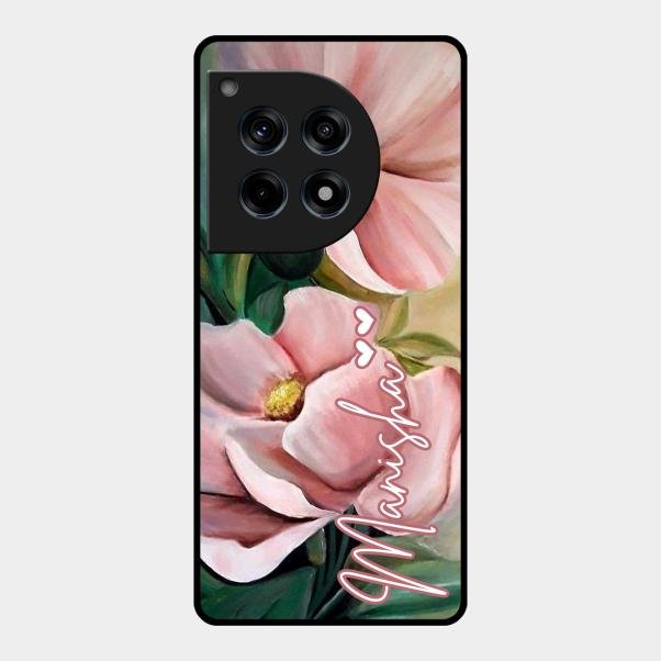 Paint Floral Poster Glass Case Cover For Oneplus 12R 5G