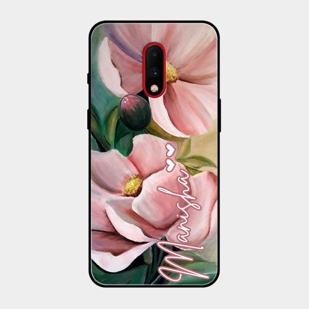 Paint Floral Poster Glass Case Cover For Oneplus 7