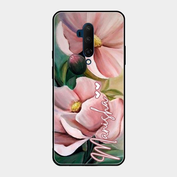 Paint Floral Poster Glass Case Cover For Oneplus 7T Pro