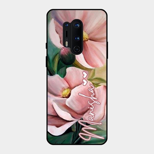 Paint Floral Poster Glass Case Cover For Oneplus 8 Pro