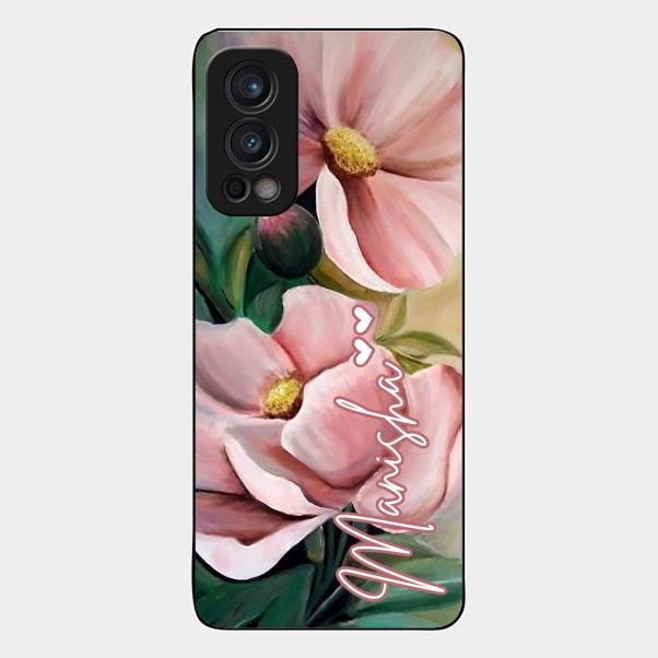 Paint Floral Poster Glass Case Cover For Oneplus Nord 2 5G