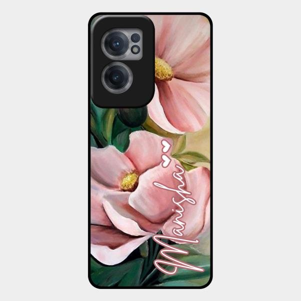 Paint Floral Poster Glass Case Cover For Oneplus Nord Ce 2 5G