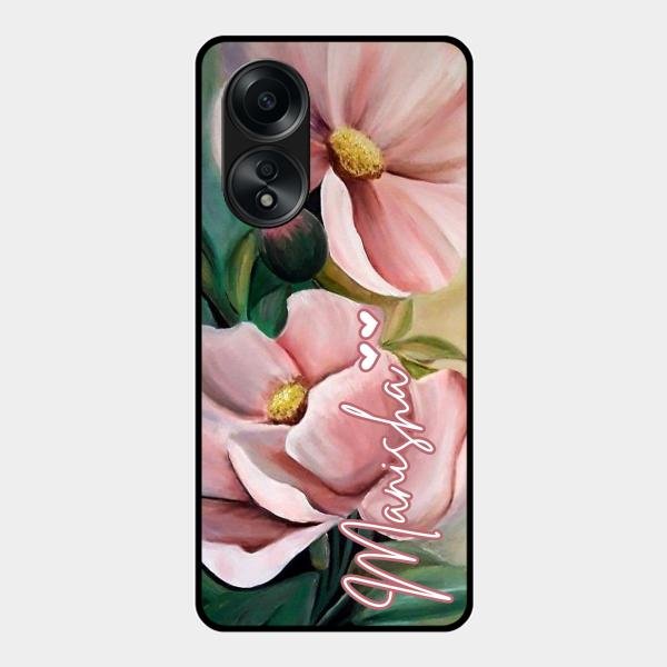 Paint Floral Poster Glass Case Cover For Oppo A58