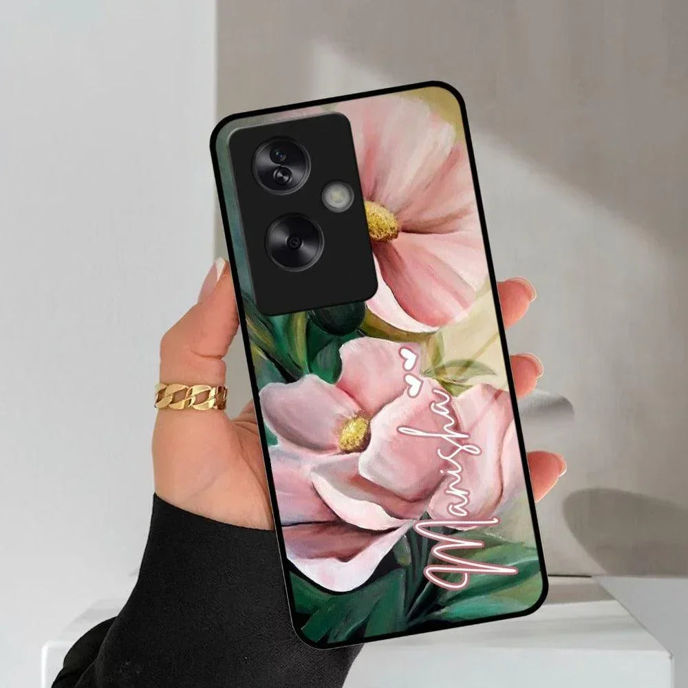 Paint Floral Poster Glass Case Cover For Oppo - ShopOnCliQ