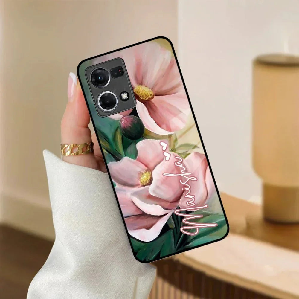 Paint Floral Poster Glass Case Cover For Oppo - ShopOnCliQ