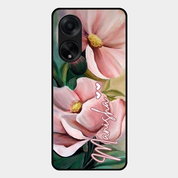 Paint Floral Poster Glass Case Cover For Oppo F23 5G