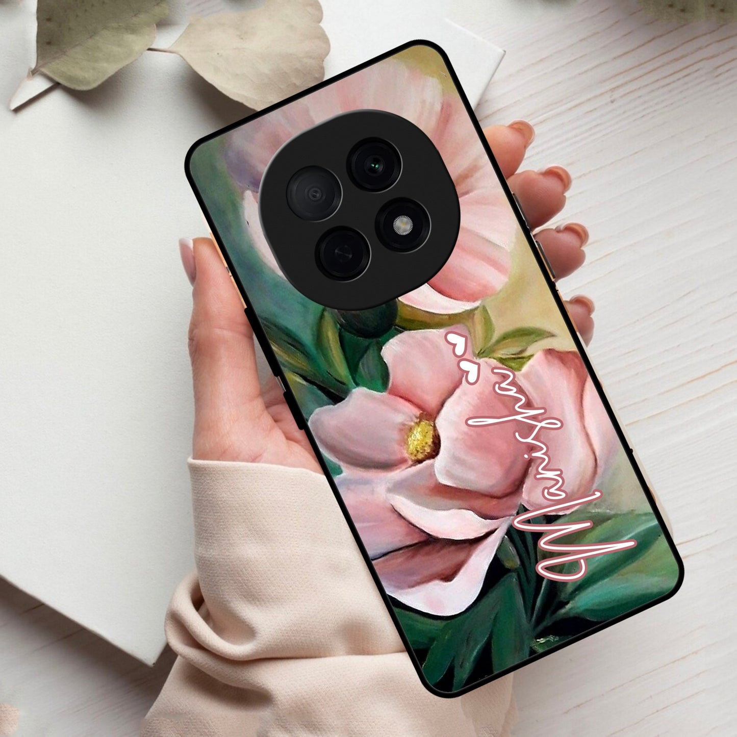 Paint Floral Poster Glass Case Cover For Oppo