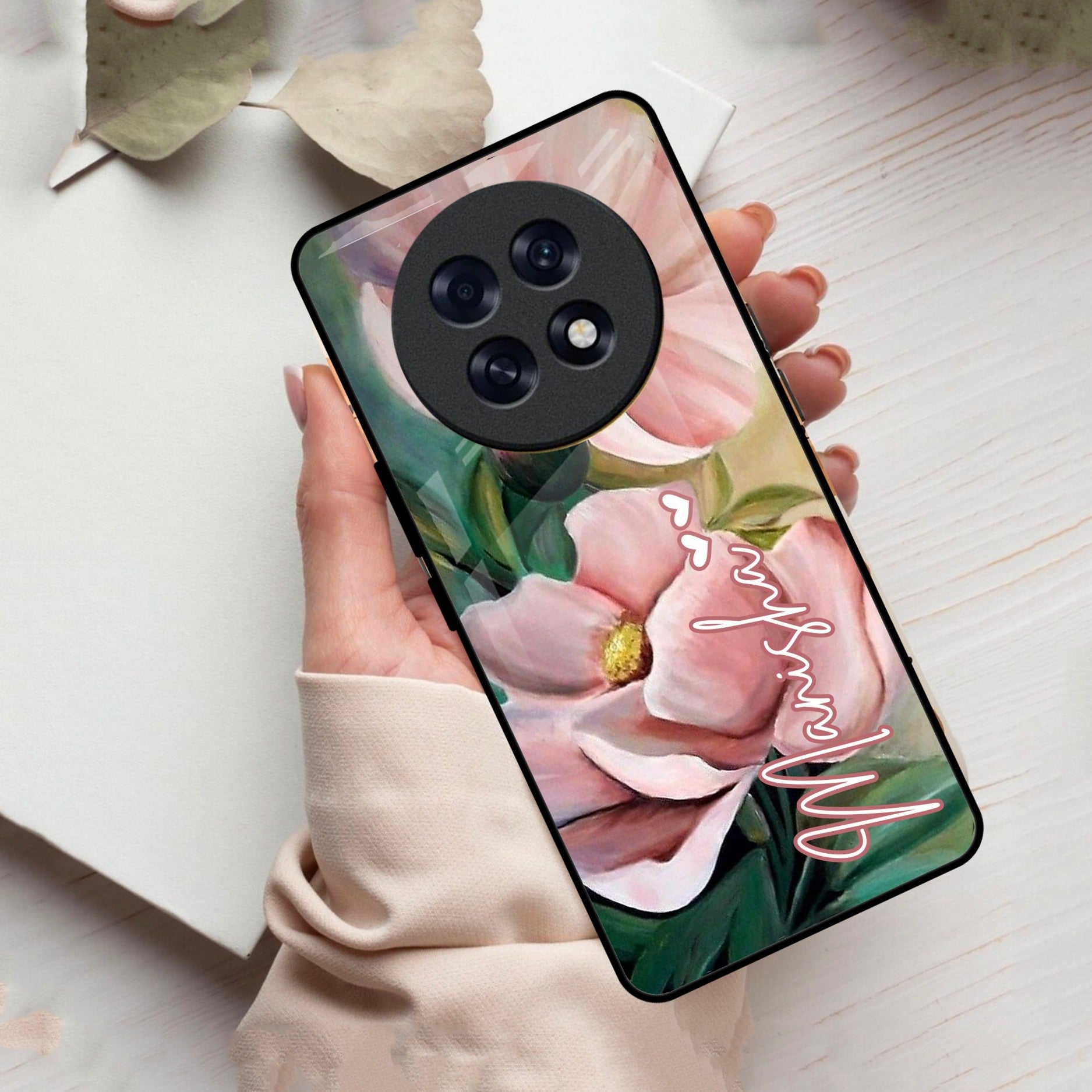 Paint Floral Poster Glass Case Cover For Oppo