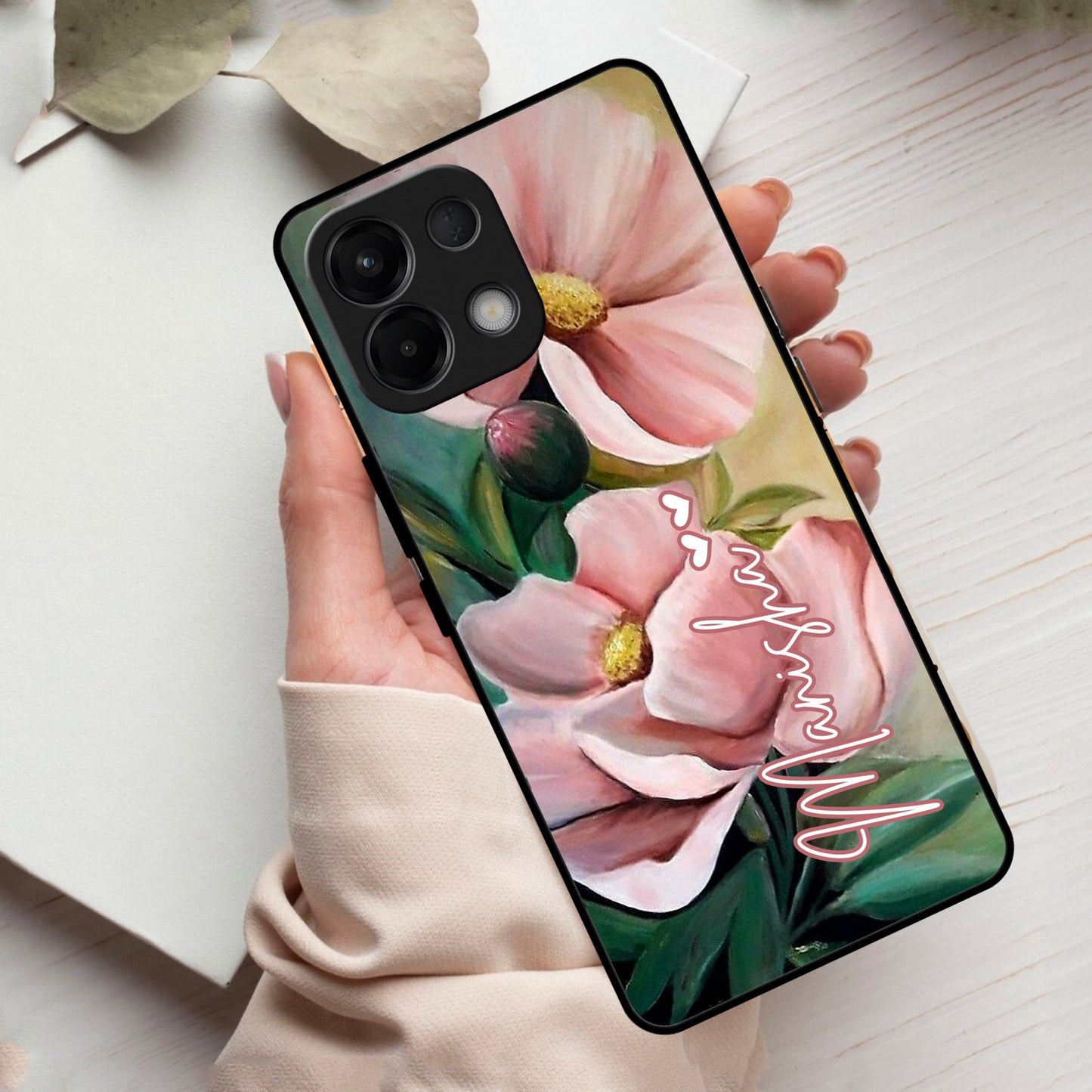 Paint Floral Poster Glass Case Cover For Oppo