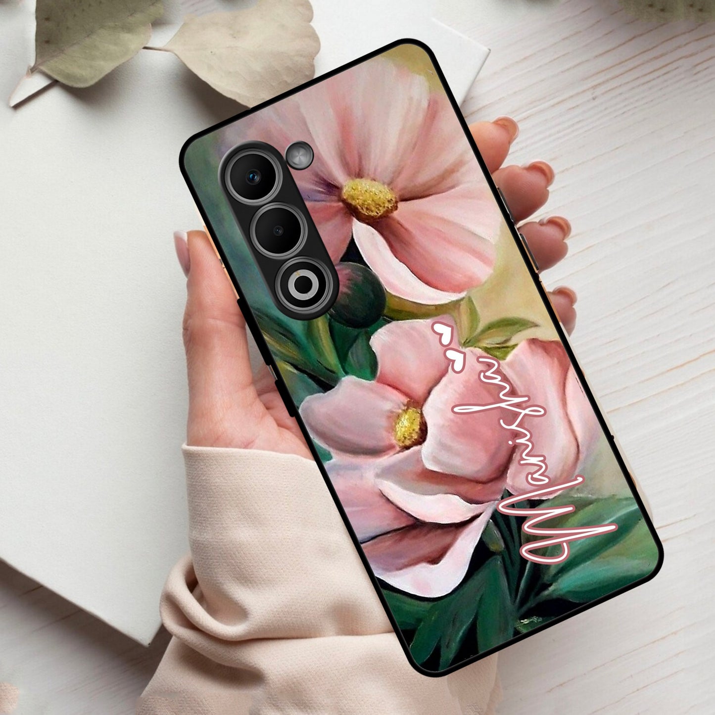 Paint Floral Poster Glass Case Cover For Oppo
