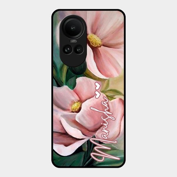 Paint Floral Poster Glass Case Cover For Oppo Reno 10 Pro 5G