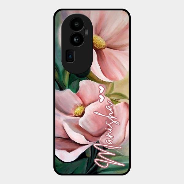 Paint Floral Poster Glass Case Cover For Oppo Reno 10 Pro Plus 5G