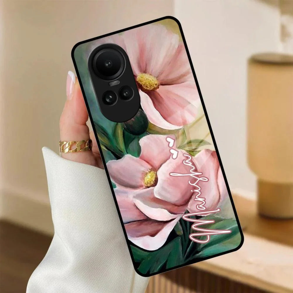 Paint Floral Poster Glass Case Cover For Oppo - ShopOnCliQ