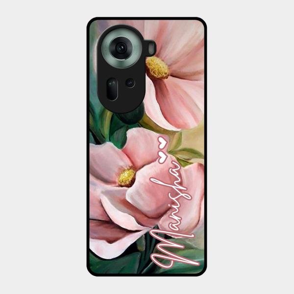 Paint Floral Poster Glass Case Cover For Oppo Reno 11 5G
