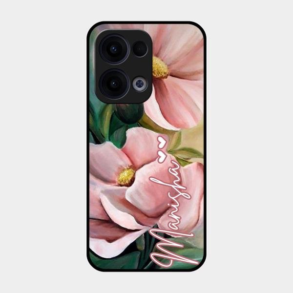Paint Floral Poster Glass Case Cover For Oppo Reno 13 5G