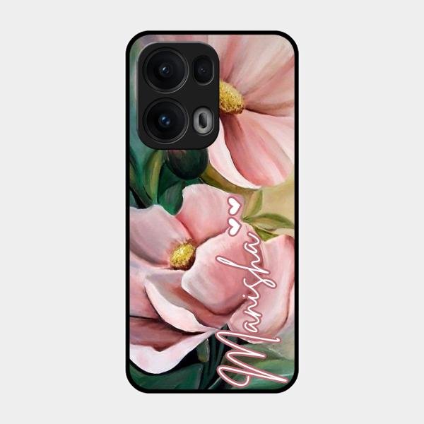 Paint Floral Poster Glass Case Cover For Oppo Reno 13 Pro 5G