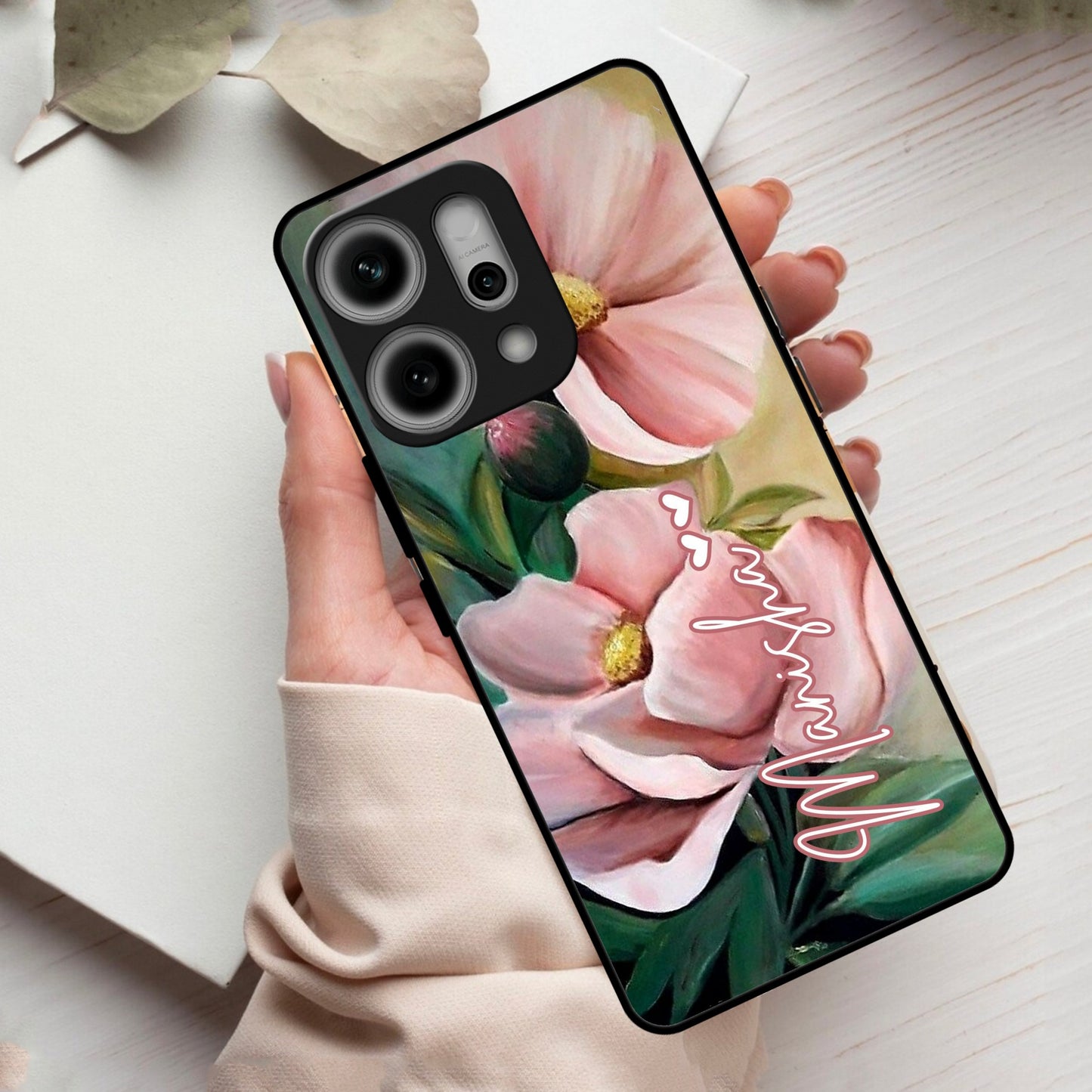 Paint Floral Poster Glass Case Cover For Oppo