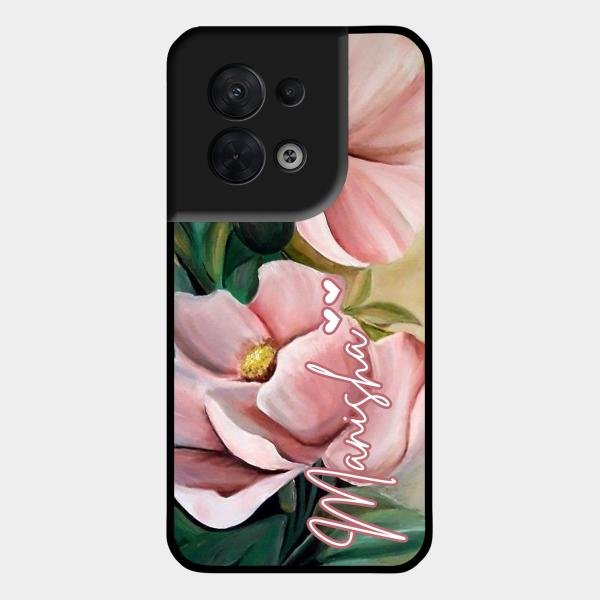 Paint Floral Poster Glass Case Cover For Oppo Reno 8 5G