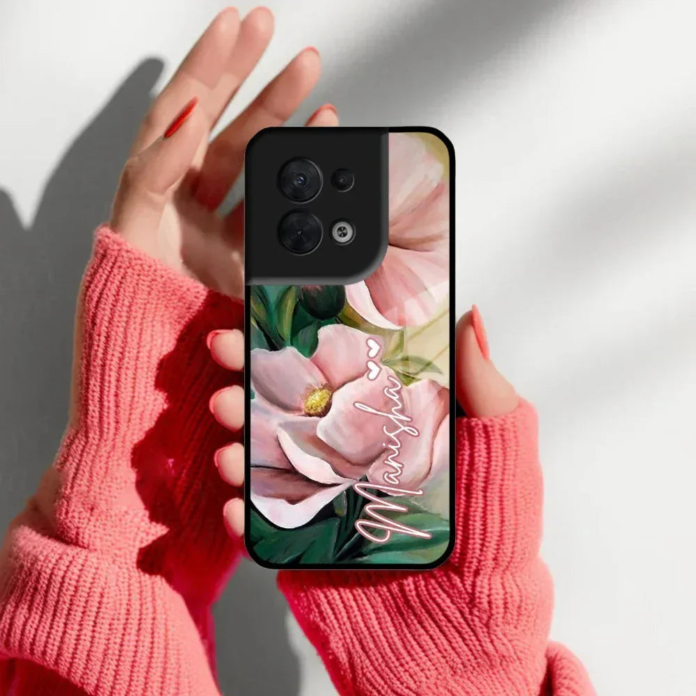 Paint Floral Poster Glass Case Cover For Oppo - ShopOnCliQ