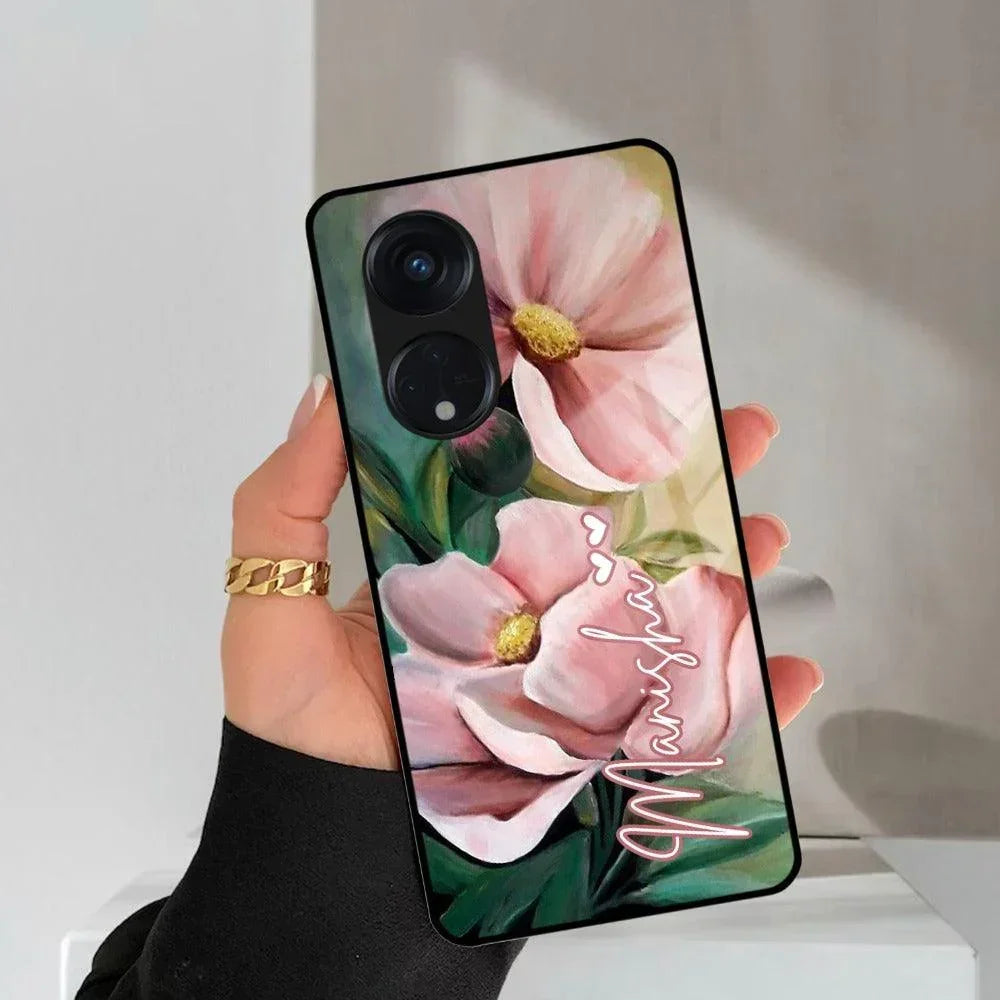Paint Floral Poster Glass Case Cover For Oppo - ShopOnCliQ