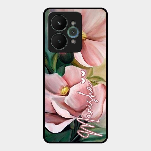 Paint Floral Poster Glass Case Cover For Realme 15 5G