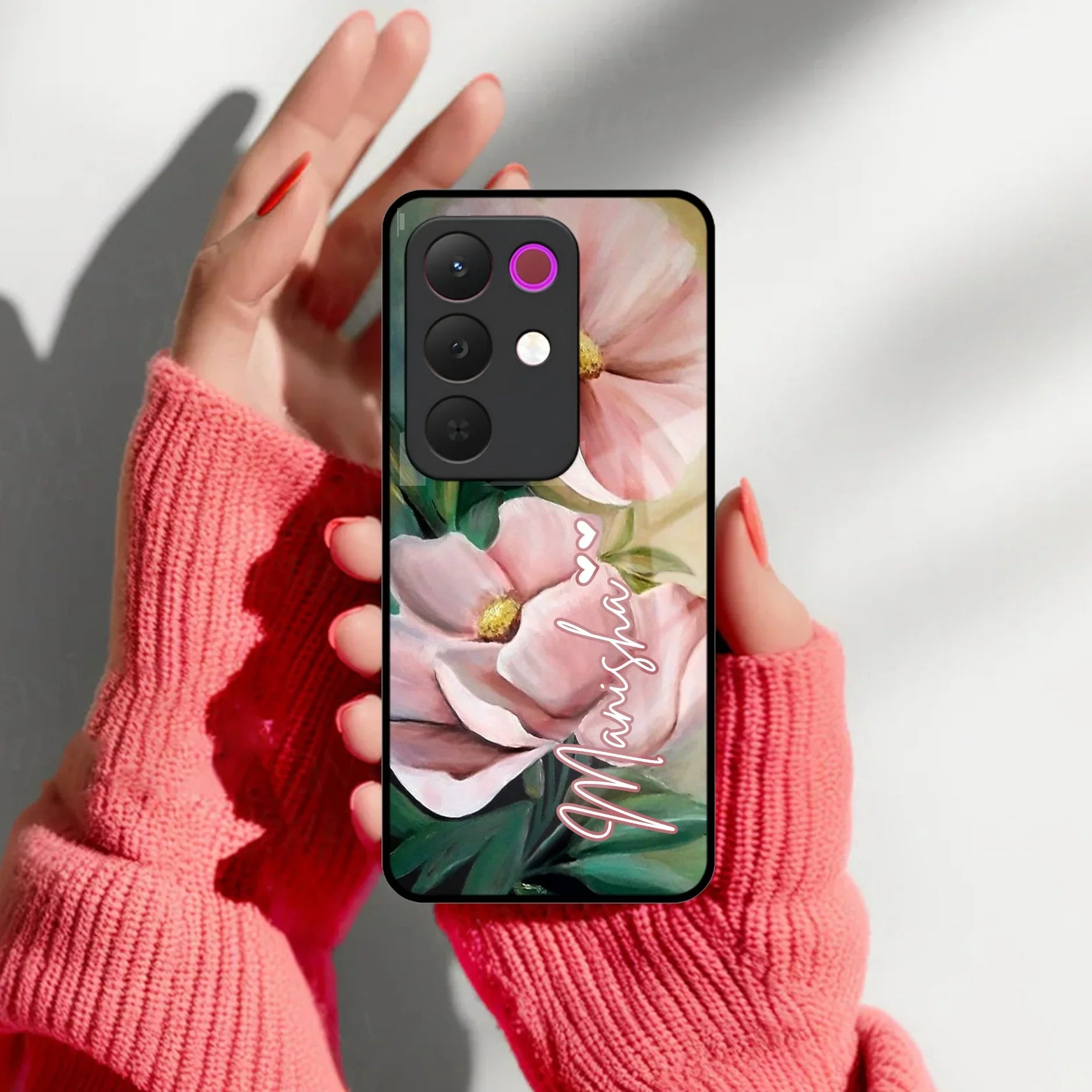 Paint Floral Poster Glass Case Cover For Realme/Narzo