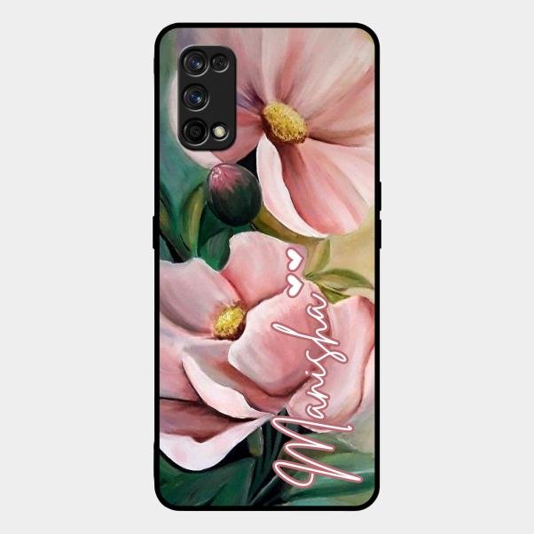Paint Floral Poster Glass Case Cover For Realme 7 Pro